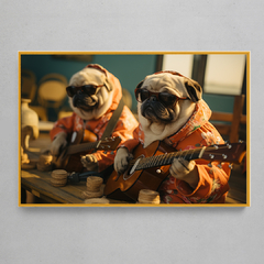 Quadro Decorativo Pug Músicos - loja online