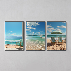 Conjunto 3 Quadros Praia Mar - comprar online