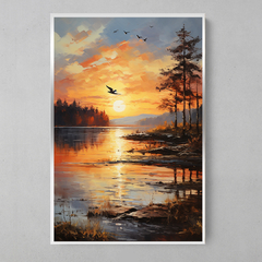 Imagem do Quadro Decorativo Paisagem Por do Sol estilo pintura óleo