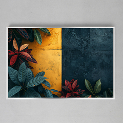 Imagem do Quadro Decorativo Plantas Fundo preto e amarelo textura