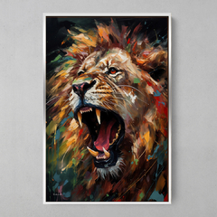 Quadro Leão Fúria Colorful - comprar online