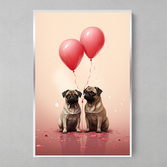 Quadro Decorativo Pug Namorados