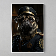 Quadro Decorativo Pug Militar