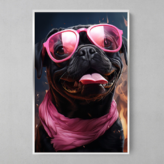 Quadro Decorativo Pug Óculos Rosa