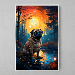 Quadro Decorativo Pug ao estilo Van Gogh