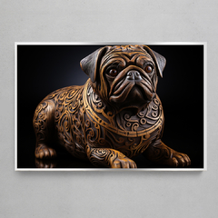 Quadro Decorativo Pug em Escultura de Madeira - loja online