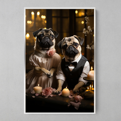 Quadro Decorativo Pugs Recém Casados