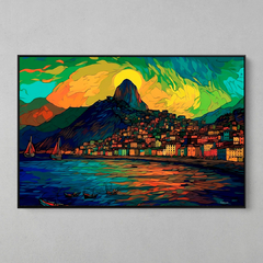 Imagem do Quadrinho Decorativo Rio De Janeiro Gávea Estilo Van Gogh