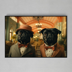 Quadro Decorativo Duo Canino em Traje Formal