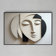 Quadro Decorativo Face Plaster black white