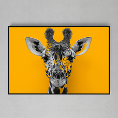 Quadro Decorativo Girafa fundo amarelo