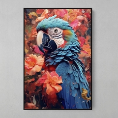 Quadro Arara Azul Floral - comprar online