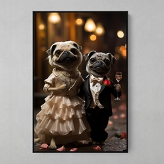 Quadro Decorativo Casal Pugs