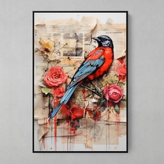 Quadro Decorativo Newspaper Collage Bird