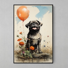 Quadro Decorativo Pug Feliz