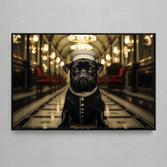 Quadro Decorativo Pug Recepcionista - Wes Anderson Style