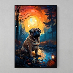 Quadro Decorativo Pug ao estilo Van Gogh