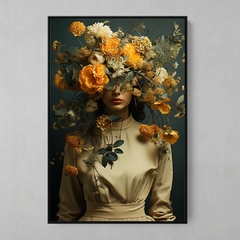 Quadro Decorativo Mulher Elegante Colagem Flores - comprar online