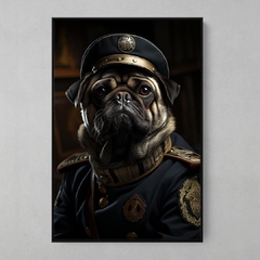 Quadro Decorativo Pug Militar