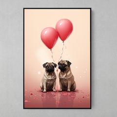 Quadro Decorativo Pug Namorados