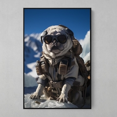 Quadro Decorativo Pug na Montanha Gelada