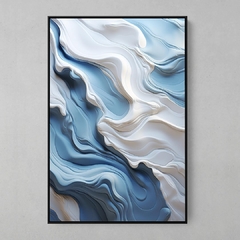 Quadro Decorativo Mármore em Ondas Azul e Branca