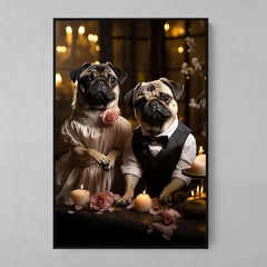 Quadro Decorativo Pugs  Recém Casados