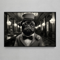 Quadro Decorativo Pug - Wes Anderson Style - Preto e Branco