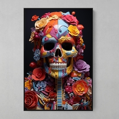 Quadro Colorful Guitar Skull