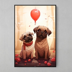 Quadro Decorativo Pug Enamorados