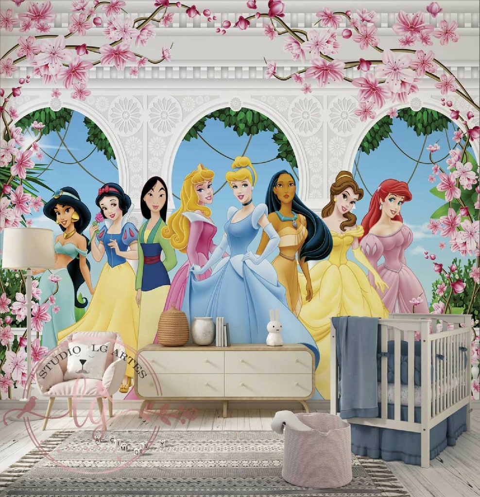 Vinil de parede 12 princesas da Disney