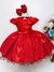 VESTIDO INFANTIL VERMELHO APLIQUE DE BORBOLETAS FLOR BRILHO (2230VM)