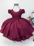 VESTIDO INFANTIL MARSALA APLIQUE FLORES E PÉROLAS PRINCESAS (JEITO DE MENINA PMG BEBÊ 20058M)