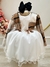 VESTIDO INFANTIL OFF WHITE BUSTO STRASS C/ BOLERO XADREZ LUXO (1311MB)