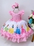 VESTIDO INFANTIL PRINCESAS DA DISNEY ROSA FLORAL LUXO (TEMÁTICOS 0145RO)