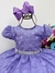 VESTIDO INFANTIL LILÁS PEITO E CINTO DE STRASS BOLINHAS (MENINA BONITA 2203LQ) - comprar online