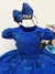 VESTIDO INFANTIL AZUL ROYAL RENDA REALEZA CINTO PÉROLAS LUXO (PUZZLE 1100AL) - comprar online