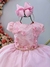 VESTIDO INFANTIL ROSA DAMAS C/ RENDA E APLIQUE BORBOLETA (4532RS) - comprar online