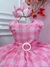 VESTIDO INFANTIL BARBIE ROSA XADREZ BRANCO CINTO C/ FIVELA (1208RS) - comprar online