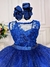 VESTIDO INFANTIL AZUL ROYAL RENDA REALEZA TULE C/ GLITTER (2109AW) - comprar online