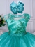 VESTIDO INFANTIL VERDE RENDA REALEZA E TULE C/ GLITTER (2109VA) - comprar online