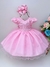 VESTIDO INFANTIL ROSA BUSTO C/ RENDA E PÉROLAS BATIZADO (MARIÊ PMG BEBÊ 2278RS)