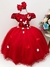 VESTIDO INFANTIL VERMELHO C/ RENDA APLIQUE FLORES BORBOLETAS (NINALICE 3562VS)