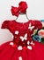 VESTIDO INFANTIL VERMELHO C/ RENDA APLIQUE FLORES BORBOLETAS (NINALICE 3562VS) - comprar online