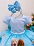 VESTIDO INFANTIL FROZEN ELSA AZUL CINTO PÉROLAS LUXO (D-LUXE DLXFR) - comprar online