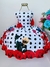 VESTIDO INFANTIL LADY BUG BRANCO E PRETO FLORAL VERMELHO (CLUBINHO 2938BC)