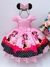 VESTIDO INFANTIL MINNIE ROSA C/ LAÇO FLORIDO E STRASS (TEMÁTICOS DLXMI4)