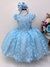 VESTIDO INFANTIL AZUL CLARO BOLINHAS CINTO STRASS PÉROLAS (VILA LELE 4473AA)