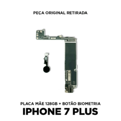 IPHONE 7+ - PLACA MÃE 128GB COM TOUCH ID PRETO - ORIGINAL