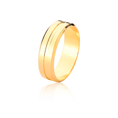 Aliança de casamento Barcelona 18K 6mm Chanfrado com Friso